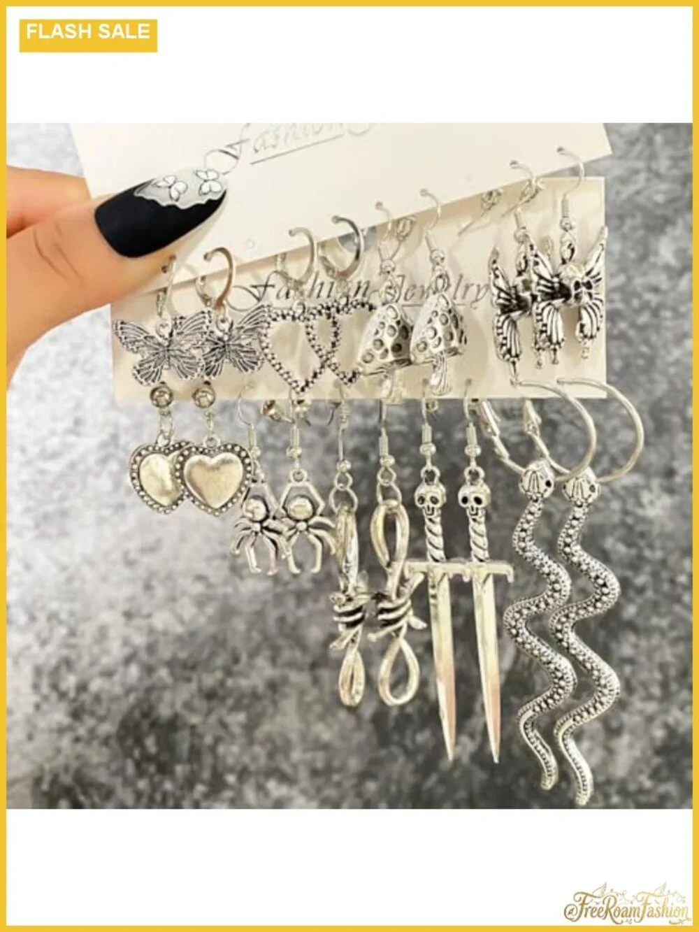Gothic Dangle Drop Earrings Set Zinc Alloy Punk Vintage Halloween Party